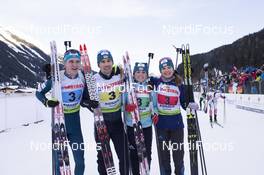 28.01.2018, Ridnaun, Italy (ITA): Dmytro Pidruchnyi (UKR), Artem Pryma (UKR), Iryna Varvynets (UKR), Yuliia Zhuravok (UKR), (l-r) - IBU Open European championships biathlon, relay mixed, Ridnaun (ITA). www.nordicfocus.com. © Manzoni/NordicFocus. Every downloaded picture is fee-liable.