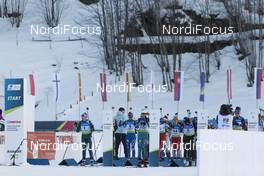 27.01.2018, Ridnaun, Italy (ITA): Iryna Varvynets (UKR), Karin Oberhofer (ITA), Chloe Chevalier (FRA), Baiba Bendika (LAT), Fuyuko Tachizaki (JPN), (l-r) - IBU Open European championships biathlon, pursuit women, Ridnaun (ITA). www.nordicfocus.com. © Manzoni/NordicFocus. Every downloaded picture is fee-liable.