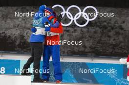 18.02.2018, Pyeongchang, Korea (KOR): Martin Fourcade (FRA), Emil Hegle Svendsen (NOR), (l-r) - XXIII. Olympic Winter Games Pyeongchang 2018, biathlon, mass men, Pyeongchang (KOR). www.nordicfocus.com. © Manzoni/NordicFocus. Every downloaded picture is fee-liable.