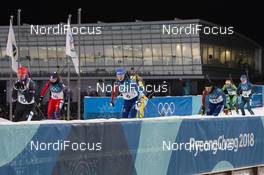 17.02.2018, Pyeongchang, Korea (KOR): Denise Herrmann (GER), Paulina Fialkova (SVK), Veronika Vitkova (CZE), Anais Bescond (FRA), Justine Braisaz (FRA), (l-r) - XXIII. Olympic Winter Games Pyeongchang 2018, biathlon, mass women, Pyeongchang (KOR). www.nordicfocus.com. © Manzoni/NordicFocus. Every downloaded picture is fee-liable.