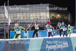 17.02.2018, Pyeongchang, Korea (KOR): Darya Domracheva (BLR), Irene Cadurisch (SUI), Tiril Eckhoff (NOR), (l-r) - XXIII. Olympic Winter Games Pyeongchang 2018, biathlon, mass women, Pyeongchang (KOR). www.nordicfocus.com. © Manzoni/NordicFocus. Every downloaded picture is fee-liable.