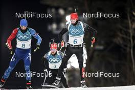 12.02.2018, Pyeongchang, Korea (KOR): Martin Fourcade (FRA), Benedikt Doll (GER), (l-r)  - XXIII. Olympic Winter Games Pyeongchang 2018, biathlon, pursuit men, Pyeongchang (KOR). www.nordicfocus.com. © Modica/NordicFocus. Every downloaded picture is fee-liable.