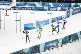 12.02.2018, Pyeongchang, Korea (KOR): Dmytro Pidruchnyi (UKR), Klemen Bauer (SLO), Andrejs Rastorgujevs (LAT), Lowell Bailey (USA), Emil Hegle Svendsen (NOR), (l-r)  - XXIII. Olympic Winter Games Pyeongchang 2018, biathlon, pursuit men, Pyeongchang (KOR). www.nordicfocus.com. © Modica/NordicFocus. Every downloaded picture is fee-liable.