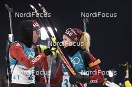 12.02.2018, Pyeongchang, Korea (KOR): Selina Gasparin (SUI), Elisa Gasparin (SUI), (l-r) - XXIII. Olympic Winter Games Pyeongchang 2018, biathlon, pursuit women, Pyeongchang (KOR). www.nordicfocus.com. © Manzoni/NordicFocus. Every downloaded picture is fee-liable.