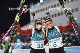 12.02.2018, Pyeongchang, Korea (KOR): Lena Haecki (SUI), Irene Cadurisch (SUI), (l-r) - XXIII. Olympic Winter Games Pyeongchang 2018, biathlon, pursuit women, Pyeongchang (KOR). www.nordicfocus.com. © Manzoni/NordicFocus. Every downloaded picture is fee-liable.