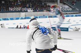 10.02.2018, Pyeongchang, Korea (KOR): Eva Puskarcikova (CZE) cheered by her team staff - XXIII. Olympic Winter Games Pyeongchang 2018, biathlon, sprint women, Pyeongchang (KOR). www.nordicfocus.com. © Manzoni/NordicFocus. Every downloaded picture is fee-liable.