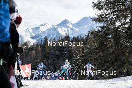 01.01.2018, Lenzerheide, Switzerland (SUI): Mirco Bertolina (ITA), Jules Lapierre (FRA), Andrew Newell (USA), (l-r)  - FIS world cup cross-country, tour de ski, pursuit men, Lenzerheide (SUI). www.nordicfocus.com. © Modica/NordicFocus. Every downloaded picture is fee-liable.