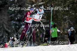01.01.2018, Lenzerheide, Switzerland (SUI): Dario Cologna (SUI), Sergey Ustiugov (RUS), (l-r)  - FIS world cup cross-country, tour de ski, pursuit men, Lenzerheide (SUI). www.nordicfocus.com. © Modica/NordicFocus. Every downloaded picture is fee-liable.