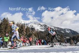 01.01.2018, Lenzerheide, Switzerland (SUI): Marcus Hellner (SWE), Jonas Baumann (SUI), (l-r)  - FIS world cup cross-country, tour de ski, pursuit men, Lenzerheide (SUI). www.nordicfocus.com. © Modica/NordicFocus. Every downloaded picture is fee-liable.