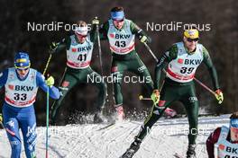 01.01.2018, Lenzerheide, Switzerland (SUI): Sebastian Eisenlauer (GER), Jonas Dobler (GER), Andreas Katz (GER), (l-r)  - FIS world cup cross-country, tour de ski, pursuit men, Lenzerheide (SUI). www.nordicfocus.com. © Modica/NordicFocus. Every downloaded picture is fee-liable.