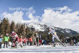 01.01.2018, Lenzerheide, Switzerland (SUI): Oskar Svensson (SWE), Denis Spitsov (RUS), (l-r)  - FIS world cup cross-country, tour de ski, pursuit men, Lenzerheide (SUI). www.nordicfocus.com. © Modica/NordicFocus. Every downloaded picture is fee-liable.