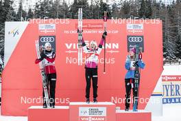 01.01.2018, Lenzerheide, Switzerland (SUI): Heidi Weng (NOR), Ingvild Oestberg (NOR), Jessica Diggins (USA), (l-r)  - FIS world cup cross-country, tour de ski, pursuit women, Lenzerheide (SUI). www.nordicfocus.com. © Modica/NordicFocus. Every downloaded picture is fee-liable.