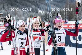 01.01.2018, Lenzerheide, Switzerland (SUI): Heidi Weng (NOR), Ingvild Oestberg (NOR), Jessica Diggins (USA), (l-r)  - FIS world cup cross-country, tour de ski, pursuit women, Lenzerheide (SUI). www.nordicfocus.com. © Modica/NordicFocus. Every downloaded picture is fee-liable.