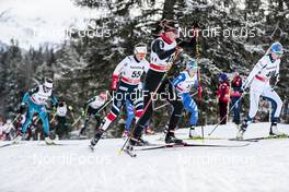 01.01.2018, Lenzerheide, Switzerland (SUI): Tiril Udnes Weng (NOR), Lydia Hiernickel (SUI), Anne Kylloenen (FIN), (l-r)  - FIS world cup cross-country, tour de ski, pursuit women, Lenzerheide (SUI). www.nordicfocus.com. © Modica/NordicFocus. Every downloaded picture is fee-liable.