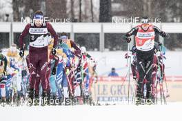 04.01.2018, Oberstdorf, Germany (GER): Sergey Ustiugov (RUS), Dario Cologna (SUI), (l-r)  - FIS world cup cross-country, tour de ski, mass men, Oberstdorf (GER). www.nordicfocus.com. © Modica/NordicFocus. Every downloaded picture is fee-liable.