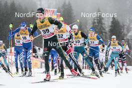 04.01.2018, Oberstdorf, Germany (GER): Francesco De Fabiani (ITA), Janosch Brugger (GER), Bernhard Tritscher (AUT), (l-r)  - FIS world cup cross-country, tour de ski, mass men, Oberstdorf (GER). www.nordicfocus.com. © Modica/NordicFocus. Every downloaded picture is fee-liable.