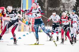 04.01.2018, Oberstdorf, Germany (GER): Heidi Weng (NOR), Sadie Bjornsen (USA), Ingvild Flugstad Oestberg (NOR), (l-r)  - FIS world cup cross-country, tour de ski, mass women, Oberstdorf (GER). www.nordicfocus.com. © Modica/NordicFocus. Every downloaded picture is fee-liable.