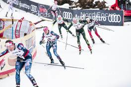 04.01.2018, Oberstdorf, Germany (GER): Jessica Diggins (USA), Nicole Fessel (GER), Sandra Ringwald (GER), Heidi Weng (NOR), (l-r)  - FIS world cup cross-country, tour de ski, mass women, Oberstdorf (GER). www.nordicfocus.com. © Modica/NordicFocus. Every downloaded picture is fee-liable.