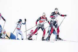 04.01.2018, Oberstdorf, Germany (GER): Krista Parmakoski (FIN), Ingvild Flugstad Oestberg (NOR), Heidi Weng (NOR), (l-r)  - FIS world cup cross-country, tour de ski, mass women, Oberstdorf (GER). www.nordicfocus.com. © Modica/NordicFocus. Every downloaded picture is fee-liable.
