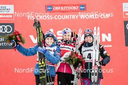 04.01.2018, Oberstdorf, Germany (GER): Maiken Caspersen Falla (NOR), Ingvild Flugstad Oestberg (NOR), Krista Parmakoski (FIN), (l-r), (l-r) - FIS world cup cross-country, tour de ski, mass women, Oberstdorf (GER). www.nordicfocus.com. © Modica/NordicFocus. Every downloaded picture is fee-liable.