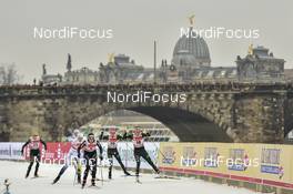 13.01.2018, Dresden, Germany (GER): Stina Nilsson (SWE), Laura Gimmler (GER), Elisabeth Schicho (GER) - FIS world cup cross-country, individual sprint, Dresden (GER). www.nordicfocus.com. © Thibaut/NordicFocus. Every downloaded picture is fee-liable.
