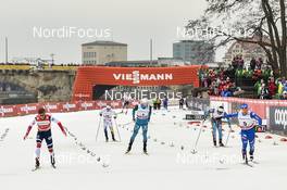 13.01.2018, Dresden, Germany (GER): Johannes Hoesflot Klaebo (NOR), Lucas Chanavat (FRA), Federico Pellegrino (ITA) - FIS world cup cross-country, individual sprint, Dresden (GER). www.nordicfocus.com. © Thibaut/NordicFocus. Every downloaded picture is fee-liable.