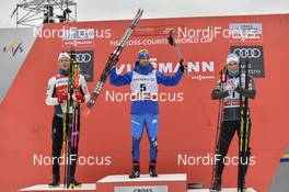 13.01.2018, Dresden, Germany (GER): Johannes Hoesflot Klaebo (NOR), Federico Pellegrino (ITA), Lucas Chanavat (FRA), (l-r) - FIS world cup cross-country, individual sprint, Dresden (GER). www.nordicfocus.com. © Thibaut/NordicFocus. Every downloaded picture is fee-liable.