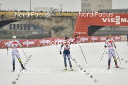13.01.2018, Dresden, Germany (GER): Maja Dahlqvist (SWE), Sophie Caldwell (USA), Hanna Falk (SWE) - FIS world cup cross-country, individual sprint, Dresden (GER). www.nordicfocus.com. © Thibaut/NordicFocus. Every downloaded picture is fee-liable.