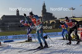 14.01.2018, Dresden, Germany (GER): Renaud Jay (FRA), Jovian Hediger (SUI) - FIS world cup cross-country, team sprint, Dresden (GER). www.nordicfocus.com. © Thibaut/NordicFocus. Every downloaded picture is fee-liable.