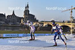 14.01.2018, Dresden, Germany (GER): Stina Nilsson (SWE), Gaia Vuerich (ITA) - FIS world cup cross-country, team sprint, Dresden (GER). www.nordicfocus.com. © Thibaut/NordicFocus. Every downloaded picture is fee-liable.
