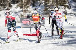 20.01.2018, Planica, Slovenia (SLO): Mari Eide (NOR), Heidi Weng (NOR), Anna Dyvik (SWE), (l-r)  - FIS world cup cross-country, individual sprint, Planica (SLO). www.nordicfocus.com. © Modica/NordicFocus. Every downloaded picture is fee-liable.