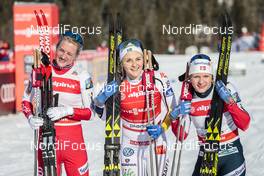 20.01.2018, Planica, Slovenia (SLO): Kathrine Rolsted Harsem (NOR), Stina Nilsson (SWE), Maiken Caspersen Falla (NOR), (l-r)  - FIS world cup cross-country, individual sprint, Planica (SLO). www.nordicfocus.com. © Modica/NordicFocus. Every downloaded picture is fee-liable.