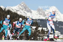 27.01.2018, Seefeld, Austria (AUT): Clement Arnault (FRA), Sondre Turvoll Fossli (NOR), Lucas Chanavat (FRA), Karl-Johan Dyvik (SWE), (l-r), (l-r)  - FIS world cup cross-country, individual sprint, Seefeld (AUT). www.nordicfocus.com. © Modica/NordicFocus. Every downloaded picture is fee-liable.