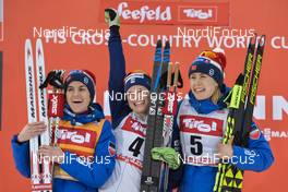 28.01.2018, Seefeld, Austria (AUT): Heidi Weng (NOR), Jessica Diggins (USA), Ragnhild Haga (NOR), (l-r) - FIS world cup cross-country, mass women, Seefeld (AUT). www.nordicfocus.com. © Thibaut/NordicFocus. Every downloaded picture is fee-liable.