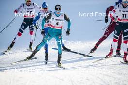 03.03.2018, Lahti, Finland (FIN): Lucas Chanavat (FRA), Maicol Rastelli (ITA), Eirik Brandsdal (NOR), Emil Iversen (NOR), (l-r)  - FIS world cup cross-country, individual sprint, Lahti (FIN). www.nordicfocus.com. © Modica/NordicFocus. Every downloaded picture is fee-liable.