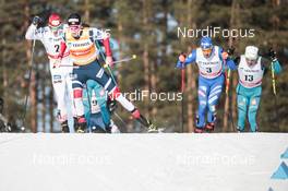 03.03.2018, Lahti, Finland (FIN): Johannes Hoesflot Klaebo (NOR), Maciej Starega (POL), Federico Pellegrino (ITA), Renaud Jay (FRA), (l-r)  - FIS world cup cross-country, individual sprint, Lahti (FIN). www.nordicfocus.com. © Modica/NordicFocus. Every downloaded picture is fee-liable.