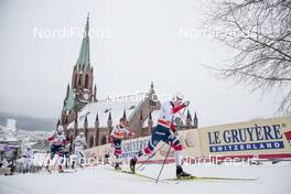 07.03.2018, Drammen, Norway (NOR): Eirik Brandsdal (NOR), Emil Joensson (SWE), Johannes Hoesflot Klaebo (NOR), Fredrik Riseth (NOR), (l-r)  - FIS world cup cross-country, individual sprint, Drammen (NOR). www.nordicfocus.com. © Modica/NordicFocus. Every downloaded picture is fee-liable.