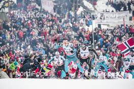 10.03.2018, Oslo, Norway (NOR): Adrien Backscheider (FRA), Dario Cologna (SUI), (l-r)  - FIS world cup cross-country, mass men, Oslo (NOR). www.nordicfocus.com. © Modica/NordicFocus. Every downloaded picture is fee-liable.