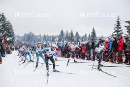 10.03.2018, Oslo, Norway (NOR): Simen Andreas Sveen (NOR), Dario Cologna (SUI), Didrik Toenseth (NOR), (l-r)  - FIS world cup cross-country, mass men, Oslo (NOR). www.nordicfocus.com. © Modica/NordicFocus. Every downloaded picture is fee-liable.