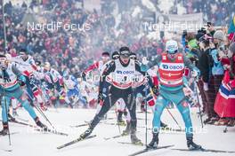 10.03.2018, Oslo, Norway (NOR): Dario Cologna (SUI), Maurice Manificat (FRA), (l-r)  - FIS world cup cross-country, mass men, Oslo (NOR). www.nordicfocus.com. © Modica/NordicFocus. Every downloaded picture is fee-liable.