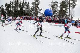 10.03.2018, Oslo, Norway (NOR): Damien Tarantola (FRA), Dario Cologna (SUI), Martin Johnsrud Sundby (NOR), (l-r)  - FIS world cup cross-country, mass men, Oslo (NOR). www.nordicfocus.com. © Modica/NordicFocus. Every downloaded picture is fee-liable.