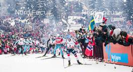 10.03.2018, Oslo, Norway (NOR): Simen Andreas Sveen (NOR), Dario Cologna (SUI), Maurice Manificat (FRA), Martin Johnsrud Sundby (NOR), (l-r)  - FIS world cup cross-country, mass men, Oslo (NOR). www.nordicfocus.com. © Modica/NordicFocus. Every downloaded picture is fee-liable.