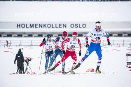 10.03.2018, Oslo, Norway (NOR): David Norris (USA), Noah Hoffman (USA), Andy Shields  (CAN), Ales Razym (CZE), (l-r)  - FIS world cup cross-country, mass men, Oslo (NOR). www.nordicfocus.com. © Modica/NordicFocus. Every downloaded picture is fee-liable.
