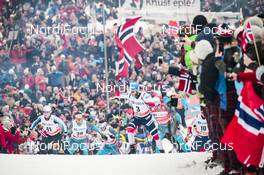 10.03.2018, Oslo, Norway (NOR): Simen Andreas Sveen (NOR), Martin Johnsrud Sundby (NOR), Maurice Manificat (FRA), Adrien Backscheider (FRA), (l-r)  - FIS world cup cross-country, mass men, Oslo (NOR). www.nordicfocus.com. © Modica/NordicFocus. Every downloaded picture is fee-liable.