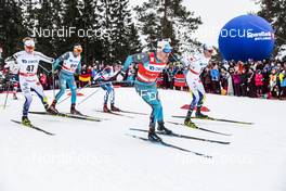 10.03.2018, Oslo, Norway (NOR): Bjoern Sandstroem (SWE), Maurice Manificat (FRA), Daniel Rickardsson (SWE), Adrien Backscheider (FRA), (l-r)  - FIS world cup cross-country, mass men, Oslo (NOR). www.nordicfocus.com. © Modica/NordicFocus. Every downloaded picture is fee-liable.