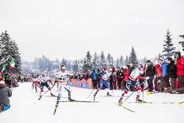 10.03.2018, Oslo, Norway (NOR): Bjoern Sandstroem (SWE), Andrew Musgrave (GBR), Eirik Sverdrup Augdal (NOR), (l-r)  - FIS world cup cross-country, mass men, Oslo (NOR). www.nordicfocus.com. © Modica/NordicFocus. Every downloaded picture is fee-liable.