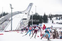 10.03.2018, Oslo, Norway (NOR): Maurice Manificat (FRA), Alexey Chervotkin (RUS), Robin Duvillard (FRA), (l-r)  - FIS world cup cross-country, mass men, Oslo (NOR). www.nordicfocus.com. © Modica/NordicFocus. Every downloaded picture is fee-liable.