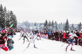 10.03.2018, Oslo, Norway (NOR): Johan Hoel (NOR), Lari Lehtonen (FIN), Denis Spitsov (RUS), Florian Notz (GER), (l-r)  - FIS world cup cross-country, mass men, Oslo (NOR). www.nordicfocus.com. © Modica/NordicFocus. Every downloaded picture is fee-liable.
