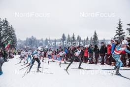 10.03.2018, Oslo, Norway (NOR): Simen Andreas Sveen (NOR), Dario Cologna (SUI), Maurice Manificat (FRA), Didrik Toenseth (NOR), (l-r)  - FIS world cup cross-country, mass men, Oslo (NOR). www.nordicfocus.com. © Modica/NordicFocus. Every downloaded picture is fee-liable.