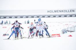 11.03.2018, Oslo, Norway (NOR): Kikkan Randall (USA), Anne Kjersti Kalvaa (NOR), Susanna Saapunki (FIN), (l-r)  - FIS world cup cross-country, mass women, Oslo (NOR). www.nordicfocus.com. © Modica/NordicFocus. Every downloaded picture is fee-liable.